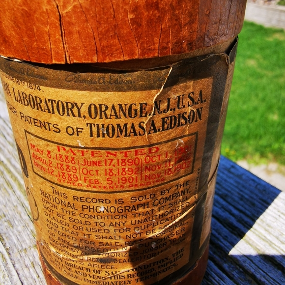 Antique Thomas Edison Gold Moulded Records Cardboard Container - Picture 11 of 16